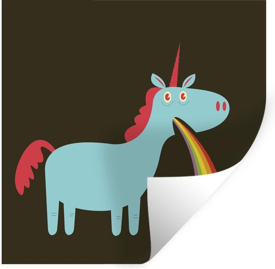 Muursticker Eenhoorn illustratie - Een illustratie van een eenhoorn die overgeeft - 30x30 cm - zelfklevend plakfolie - herpositioneerbare muur sticker Muursticker Eenhoorn illustratie - Een illustratie van een eenhoorn die overgeeft - 30x30 cm - zelfklevend plakfolie - herpositioneerbare muur sticker