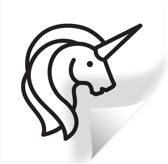 Muursticker Eenhoorn illustratie - Een illustratie van een witte eenhoorn - 120x120 cm - zelfklevend plakfolie - herpositioneerbare muur sticker Muursticker Eenhoorn illustratie - Een illustratie van een witte eenhoorn - 120x120 cm - zelfklevend plakfolie - herpositioneerbare muur sticker