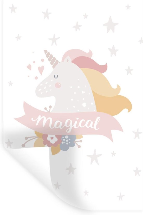 Muursticker Illustratie voor kinderen - Kinderillustratie van een eenhoorn met de quote Magical - 20x30 cm - zelfklevend plakfolie - herpositioneerbare muur sticker Muursticker Illustratie voor kinderen - Kinderillustratie van een eenhoorn met de quote Magical - 20x30 cm - zelfklevend plakfolie - herpositioneerbare muur sticker