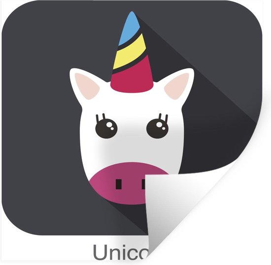 Muursticker Kinderillustratie Unicorn - Kinderillustratie eenhoorn logo - 120x120 cm - zelfklevend plakfolie - herpositioneerbare muur sticker Muursticker Kinderillustratie Unicorn - Kinderillustratie eenhoorn logo - 120x120 cm - zelfklevend plakfolie - herpositioneerbare muur sticker