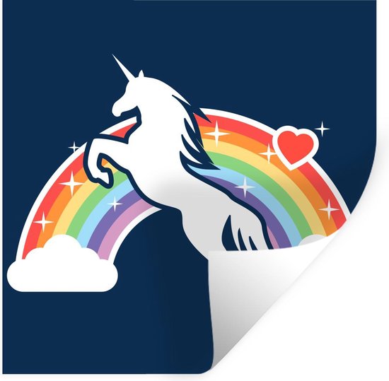 Muursticker Kinderillustratie Unicorn - Kinderillustratie eenhoorn met regenboog - 30x30 cm - zelfklevend plakfolie - herpositioneerbare muur sticker Muursticker Kinderillustratie Unicorn - Kinderillustratie eenhoorn met regenboog - 30x30 cm - zelfklevend plakfolie - herpositioneerbare muur sticker