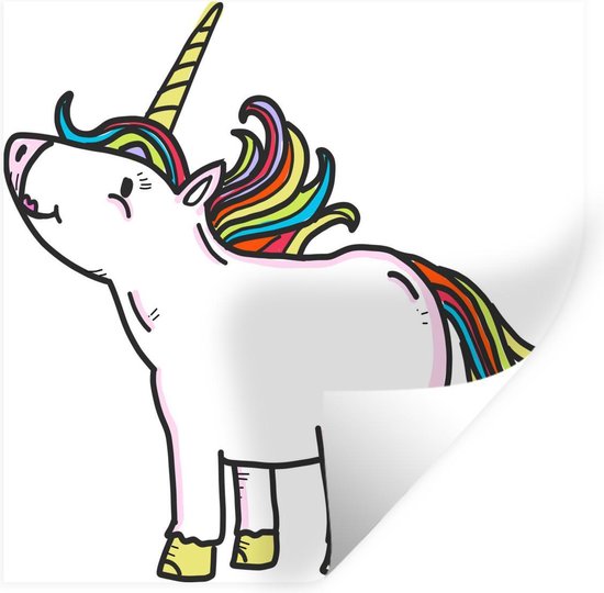 Muursticker Kinderillustratie Unicorn - Kinderillustratie eenhoorntekening - 80x80 cm - zelfklevend plakfolie - herpositioneerbare muur sticker Muursticker Kinderillustratie Unicorn - Kinderillustratie eenhoorntekening - 80x80 cm - zelfklevend plakfolie - herpositioneerbare muur sticker