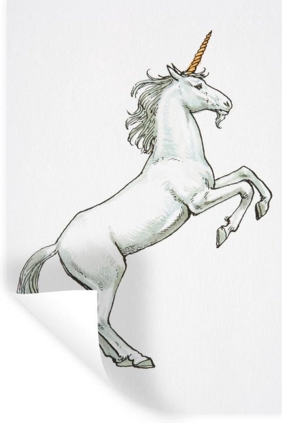 Muursticker Kinderillustratie Unicorn - Kinderillustratie steigerend eenhoorn - 80x120 cm - zelfklevend plakfolie - herpositioneerbare muur sticker Muursticker Kinderillustratie Unicorn - Kinderillustratie steigerend eenhoorn - 80x120 cm - zelfklevend plakfolie - herpositioneerbare muur sticker
