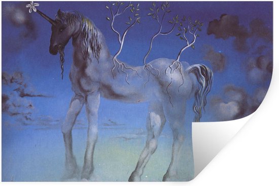 Muursticker Salvador Dali 3 - Happy Unicorn - Schilderij van Salvador Dali - 120x80 cm - zelfklevend plakfolie - herpositioneerbare muur sticker Muursticker Salvador Dali 3 - Happy Unicorn - Schilderij van Salvador Dali - 120x80 cm - zelfklevend plakfolie - herpositioneerbare muur sticker