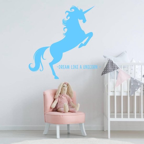 Muursticker Unicorn - Lichtblauw - 40 x 40 cm - slaapkamer engelse teksten baby en kinderkamer dieren - Muursticker4Sale Muursticker Unicorn - Lichtblauw - 40 x 40 cm - slaapkamer engelse teksten baby en kinderkamer dieren - Muursticker4Sale