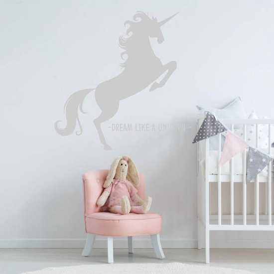 Muursticker Unicorn - Lichtgrijs - 40 x 40 cm - slaapkamer engelse teksten baby en kinderkamer dieren - Muursticker4Sale Muursticker Unicorn - Lichtgrijs - 40 x 40 cm - slaapkamer engelse teksten baby en kinderkamer dieren - Muursticker4Sale