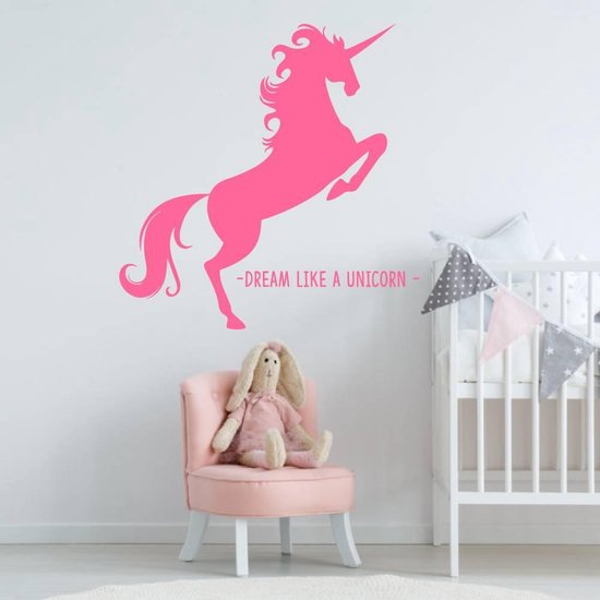 Muursticker Unicorn - Roze - 80 x 80 cm - slaapkamer engelse teksten baby en kinderkamer dieren - Muursticker4Sale Muursticker Unicorn - Roze - 80 x 80 cm - slaapkamer engelse teksten baby en kinderkamer dieren - Muursticker4Sale