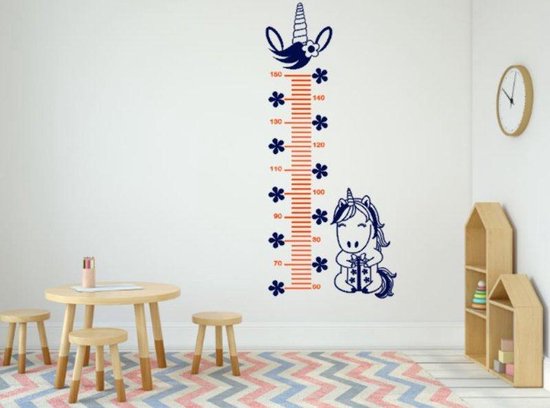 Muursticker groeimeter eenhoorn blauw/oranje | Rosami Muursticker groeimeter eenhoorn blauw/oranje | Rosami
