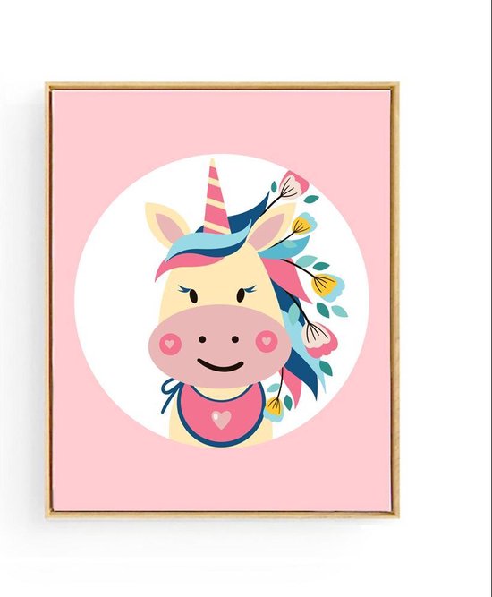 Poster Unicorn Roze met Bloemetje - 40x30cm / A3 - Dieren - Meisjeskamer - Baby / Kinderkamer Muurdecoratie Poster Unicorn Roze met Bloemetje - 40x30cm / A3 - Dieren - Meisjeskamer - Baby / Kinderkamer Muurdecoratie