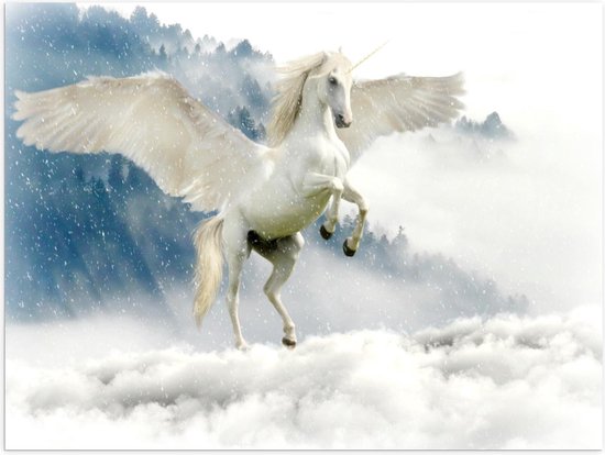 Poster – Witte Eenhoorn in de Wolken - 40x30cm Foto op Posterpapier Poster – Witte Eenhoorn in de Wolken - 40x30cm Foto op Posterpapier