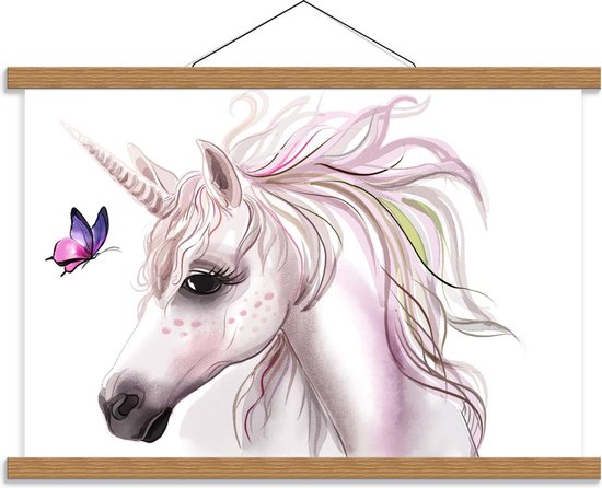 Schoolplaat – Cartoon van Eenhoorn met Vlinder - 60x40cm Foto op Textielposter (Wanddecoratie op Schoolplaat) Schoolplaat – Cartoon van Eenhoorn met Vlinder - 60x40cm Foto op Textielposter (Wanddecoratie op Schoolplaat)