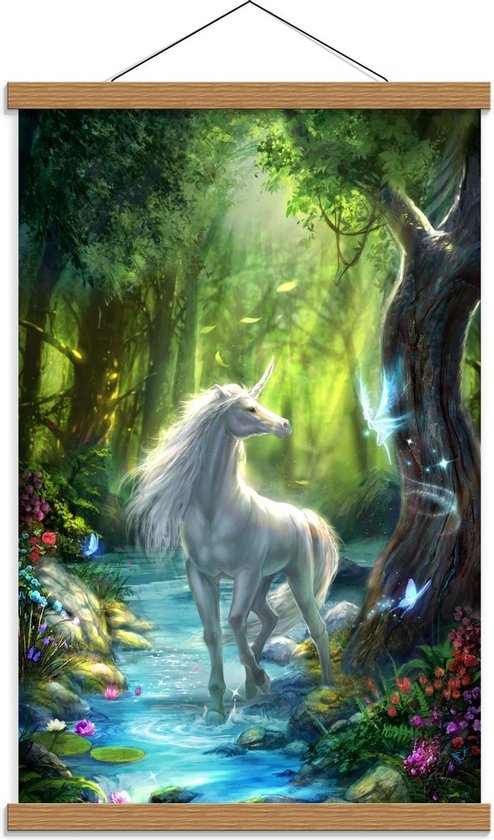 Schoolplaat – Getekende Unicorn in Fantasiebos - 40x60cm Foto op Textielposter (Wanddecoratie op Schoolplaat) Schoolplaat – Getekende Unicorn in Fantasiebos - 40x60cm Foto op Textielposter (Wanddecoratie op Schoolplaat)