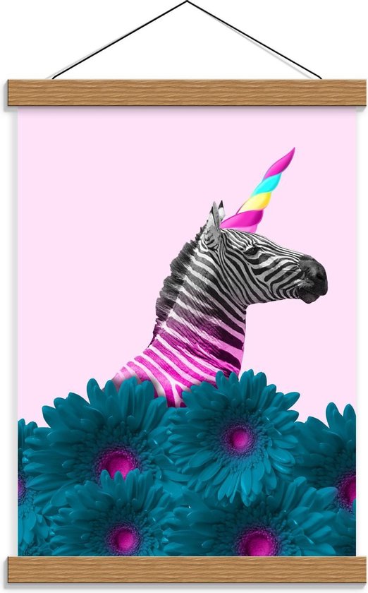 Schoolplaat – Zebra als Eenhoorn met Bloemen - 30x40cm Foto op Textielposter (Wanddecoratie op Schoolplaat) Schoolplaat – Zebra als Eenhoorn met Bloemen - 30x40cm Foto op Textielposter (Wanddecoratie op Schoolplaat)