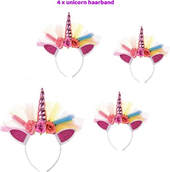 Traktatie Uitdeelcadeautjes-4 x Unicorn Eenhoorn Diadeem/Haarband-Grabbelton Cadeautjes-Klein Speelgoed Traktatie Uitdeelcadeautjes-4 x Unicorn Eenhoorn Diadeem/Haarband-Grabbelton Cadeautjes-Klein Speelgoed