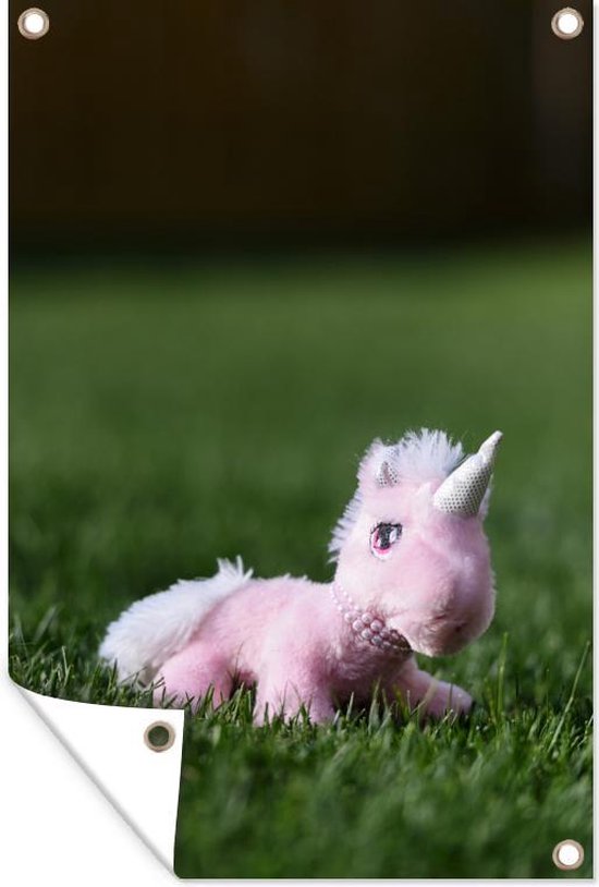 Tuinposter Eenhoorns - Roze eenhoorn op gras 40x60 cm - Tuindoek/Buitencanvas/Schilderijen voor buiten (tuin decoratie) Tuinposter Eenhoorns - Roze eenhoorn op gras 40x60 cm - Tuindoek/Buitencanvas/Schilderijen voor buiten (tuin decoratie)