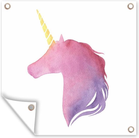 Tuinposter Kinderillustratie Unicorn - Kinderillustratie eenhoorn in het paars 50x50 cm - Tuindoek/Buitencanvas/Schilderijen voor buiten (tuin decoratie) Tuinposter Kinderillustratie Unicorn - Kinderillustratie eenhoorn in het paars 50x50 cm - Tuindoek/Buitencanvas/Schilderijen voor buiten (tuin decoratie)