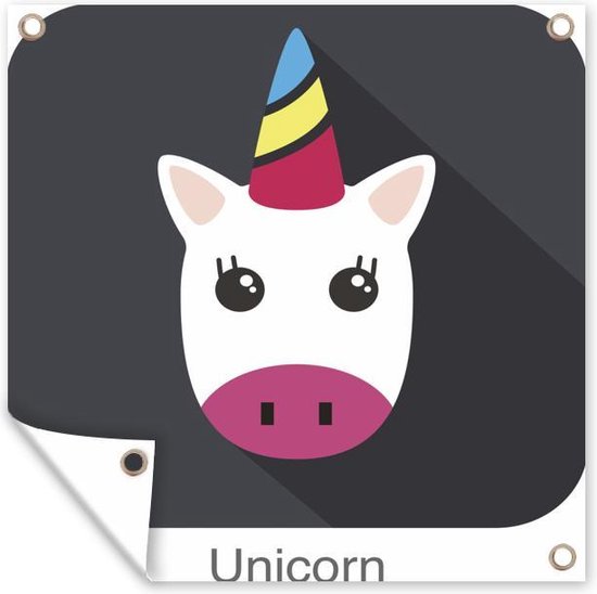 Tuinposter Kinderillustratie Unicorn - Kinderillustratie eenhoorn logo 50x50 cm - Tuindoek/Buitencanvas/Schilderijen voor buiten (tuin decoratie) Tuinposter Kinderillustratie Unicorn - Kinderillustratie eenhoorn logo 50x50 cm - Tuindoek/Buitencanvas/Schilderijen voor buiten (tuin decoratie)