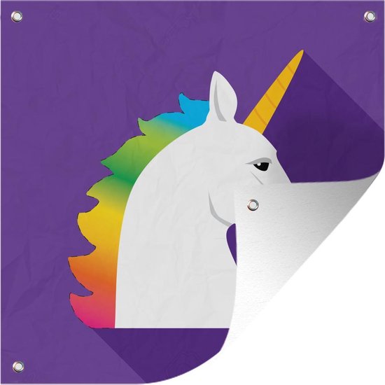 Tuinposter Kinderillustratie Unicorn - Kinderillustratie eenhoorn op paarse achtergrond 100x100 cm - Tuindoek/Buitencanvas/Schilderijen voor buiten (tuin decoratie) XXL / Groot formaat! Tuinposter Kinderillustratie Unicorn - Kinderillustratie eenhoorn op paarse achtergrond 100x100 cm - Tuindoek/Buitencanvas/Schilderijen voor buiten (tuin decoratie) XXL / Groot formaat!