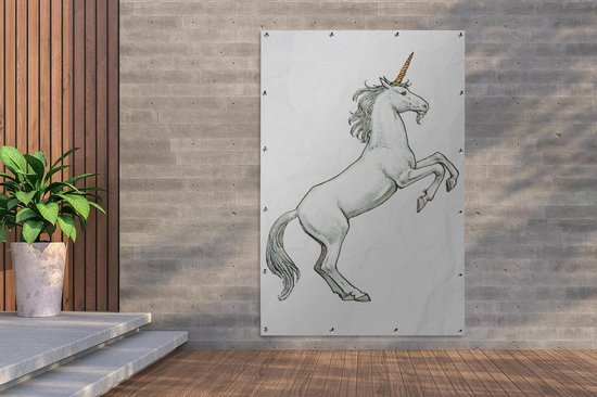 Tuinposter Kinderillustratie Unicorn - Kinderillustratie steigerend eenhoorn 120x180 cm - Tuindoek/Buitencanvas/Schilderijen voor buiten (tuin decoratie) XXL / Groot formaat! Tuinposter Kinderillustratie Unicorn - Kinderillustratie steigerend eenhoorn 120x180 cm - Tuindoek/Buitencanvas/Schilderijen voor buiten (tuin decoratie) XXL / Groot formaat!
