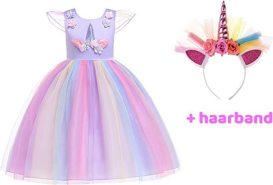 Unicorn - Eenhoorn Jurk - 98/104 (110) - Paars + Unicorn haarband - Speelgoed Meisjes - Unicorn Jurk Unicorn - Eenhoorn Jurk - 98/104 (110) - Paars + Unicorn haarband - Speelgoed Meisjes - Unicorn Jurk