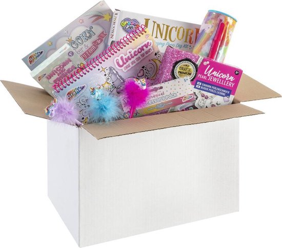 Unicorn hobby set - Unicorn kleurboek - etui - pennen - stickers - dig and jewellery making kit - kwartet - sieraden maken Unicorn hobby set - Unicorn kleurboek - etui - pennen - stickers - dig and jewellery making kit - kwartet - sieraden maken