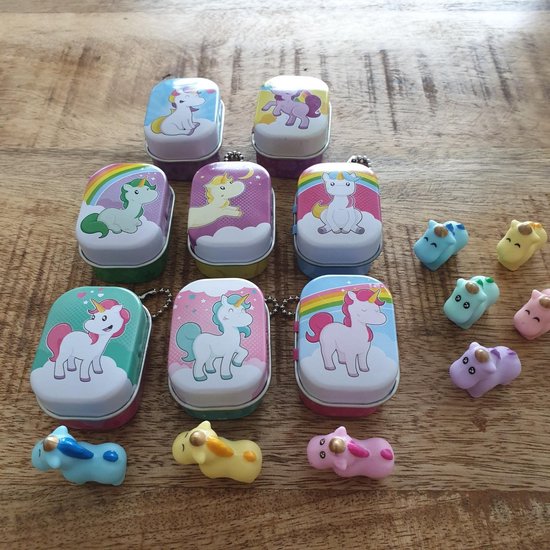 Unicorns - eenhoorntjes in bewaarblikje - uitdeelcadeautjes Unicorns - eenhoorntjes in bewaarblikje - uitdeelcadeautjes