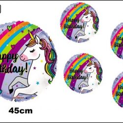 5x Folie ballon Happy birthday Eenhoorn 45cm