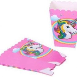 6 stuks unicorn / eenhoorn popcorn bakjes