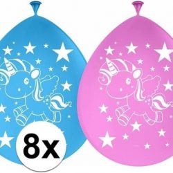 8x Eenhoorn themafeest ballonnen 30 cm - Kinderfeestje/kinderpartijtje versiering - Kinderverjaardag decoratie
