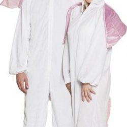 Eenhoorn dieren onesie/kostuum voor volwassenen wit - Verkleedpak unicorn S/M (max. 165 cm)