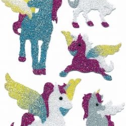 Eenhoorn glitter kinder stickers 2 vellen - agenda of poezie album stickers