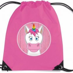 Eenhoorns rijgkoord rugtas / gymtas - roze - 11 liter - voor kinderen