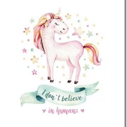 Kinderkamer poster Unicorn / Eenhoorn poster DesignClaud - Roze - A2 poster