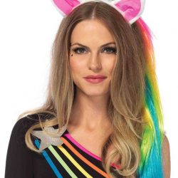 Leg Avenue - Eenhoorn Diadeem met Hoorn en Regenboog Staart