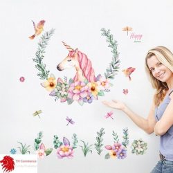MUURSTICKER  - EENHOORN - UNICORN -  DIEREN - WANDDECORATIE - KINDERKAMER - BABYKAMER - JONGEN - MEISJE  -nr 125