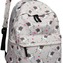 Miss Lulu Rugzak - Schooltas - Schoolrugzak Unicorn - Unisex/Jongens/Meisjes - Grijs (E1401 UN-GY)