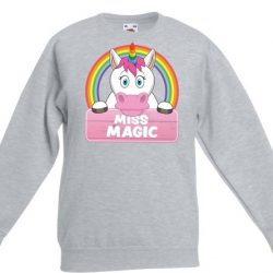 Miss Magic de eenhoorn sweater grijs voor meisjes - eenhoorns trui 5-6 jaar (110/116)
