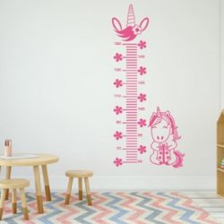 Muursticker groeimeter eenhoorn roze | Rosami