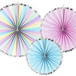Papieren Waaiers Gekleurd Unicorn Set 21-30cm 3 delig
