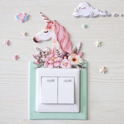 Sticker - Eenhoorn - unicorn - Sticker voor licht schakelaar - Meisjeskamer Sticker