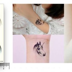 Water overdraagbare Tijdelijke Tattoo: Eenhoorn 60x105mm
