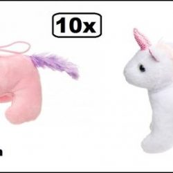 10x Knuffel Unicorn XS 12 cm roze/wit assortie