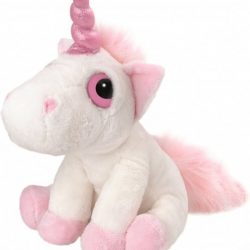 Eenhoorn knuffel wit/roze 25 cm