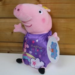 Knuffel Peppa Pig paarse  unicorn jurk - 30 cm - pluche