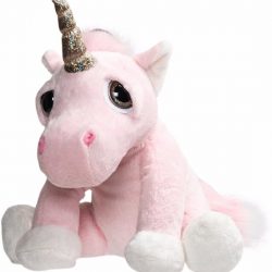 Pluche knuffel roze eenhoorn met glitter hoorn 29 cm - knuffeldier / knuffels