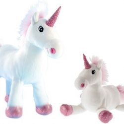 Pluche witte/roze eenhoorn knuffel 22 en 38 cm - Eenhoorns mystieke dieren knuffels - Speelgoed voor kinderen