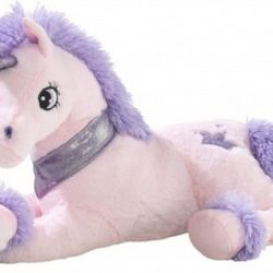 Roze pluche liggende eenhoorn  knuffel 35 cm