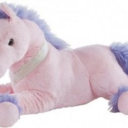 Roze pluche liggende eenhoorn knuffel 50 cm