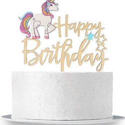 Eenhoorn Taarttopper - Happy Birthday Eenhoorn taart versiering
