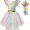 Eenhoorn jurk unicorn jurk eenhoorn kostuum - 116-122 (M) prinsessen jurk verkleedjurk regenboog + haarband